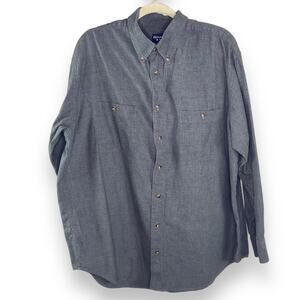 Roundtree & Yorke Mens Long Sleeve Button Up Herringbone Shirt Size XL Gray